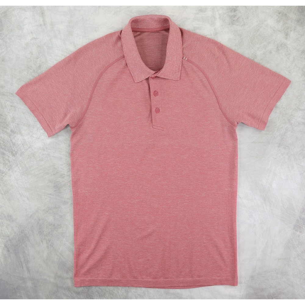 Lululemon Metal Vent Tech Polo Men Size S Pink Short Sleeve Activewear